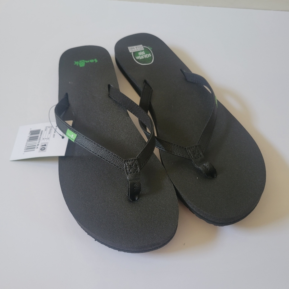 NEW Sanuk Black Yoga Joy Flip Flops